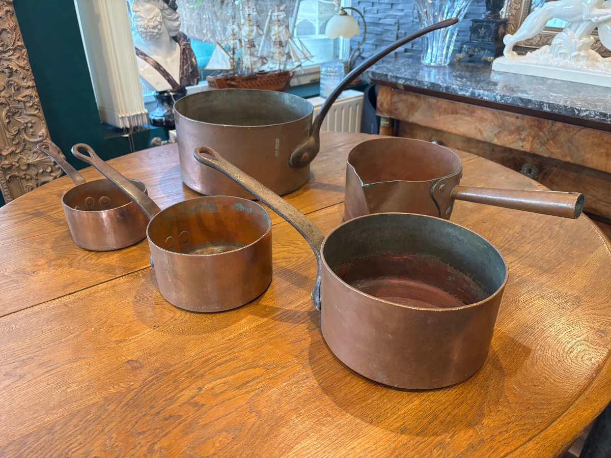 Large Thick-walled Copper Pot — Jules Gaillard Paris (7.8 Kg) & Its 4-piece Antique Set-photo-4