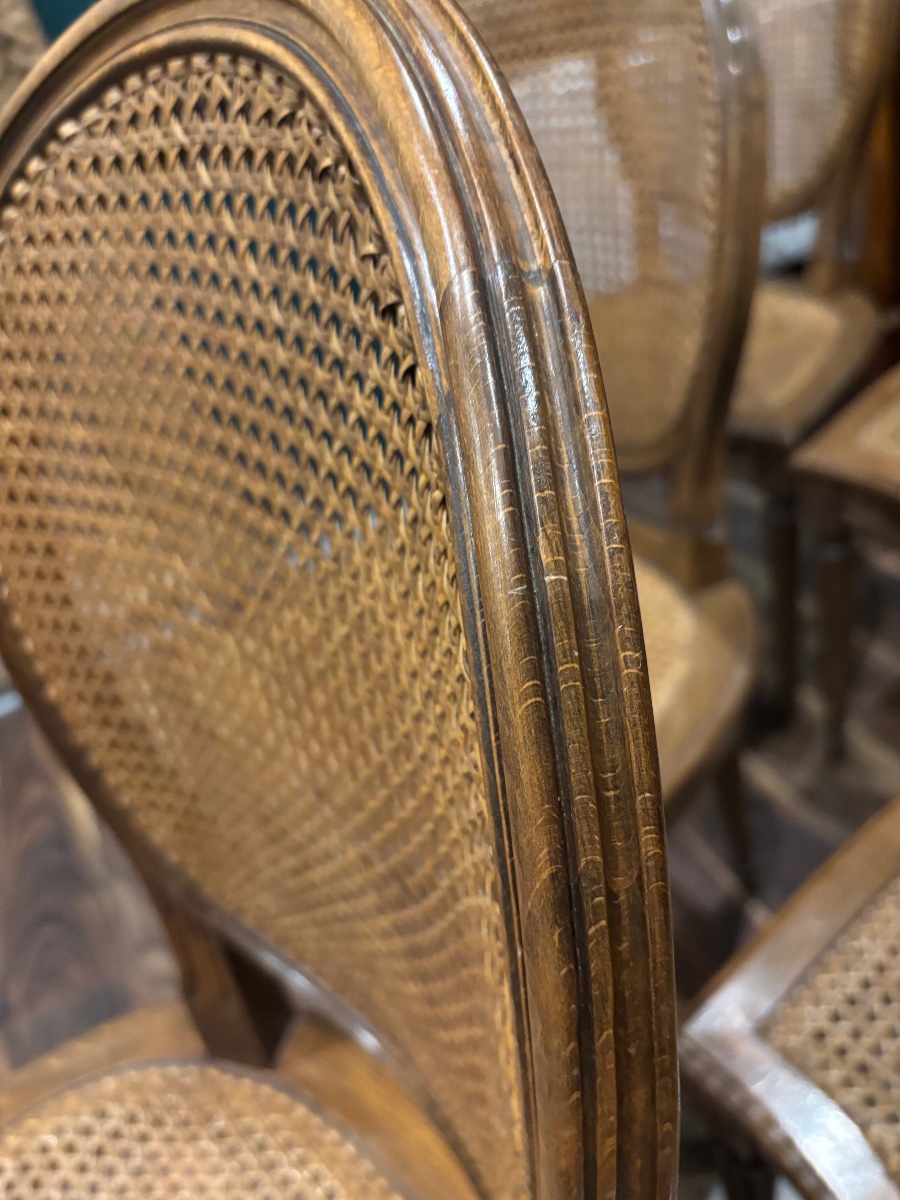 Set Of 6 Louis XVI-style Medallion Chairs With Cane Seats, Made Of Beech Wood—circa 1920–1930-photo-4