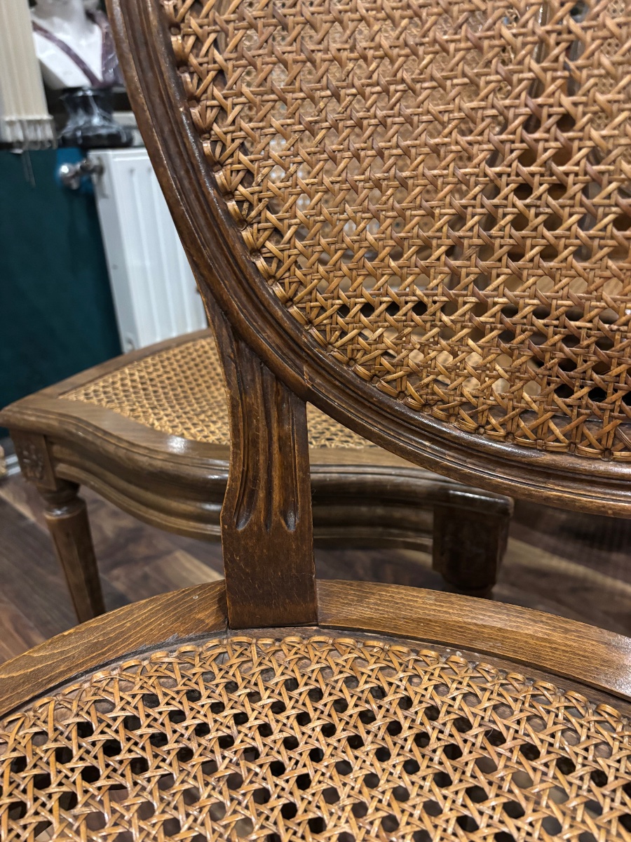 Set Of 6 Louis XVI-style Medallion Chairs With Cane Seats, Made Of Beech Wood—circa 1920–1930-photo-1