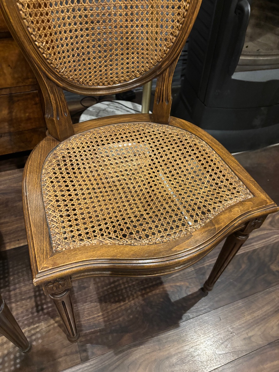 Set Of 6 Louis XVI-style Medallion Chairs With Cane Seats, Made Of Beech Wood—circa 1920–1930-photo-8