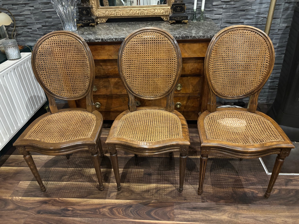 Set Of 6 Louis XVI-style Medallion Chairs With Cane Seats, Made Of Beech Wood—circa 1920–1930-photo-3