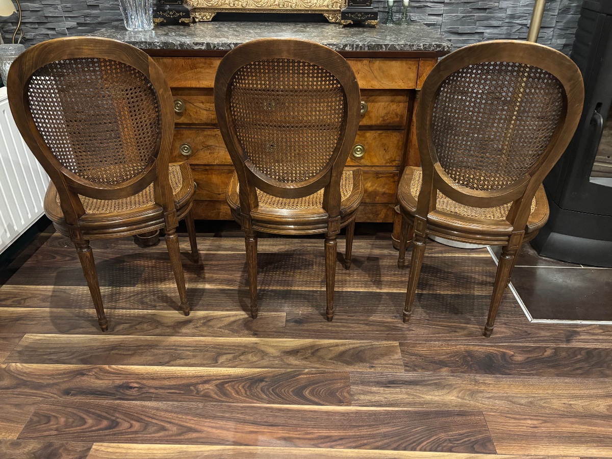 Set Of 6 Louis XVI-style Medallion Chairs With Cane Seats, Made Of Beech Wood—circa 1920–1930-photo-5