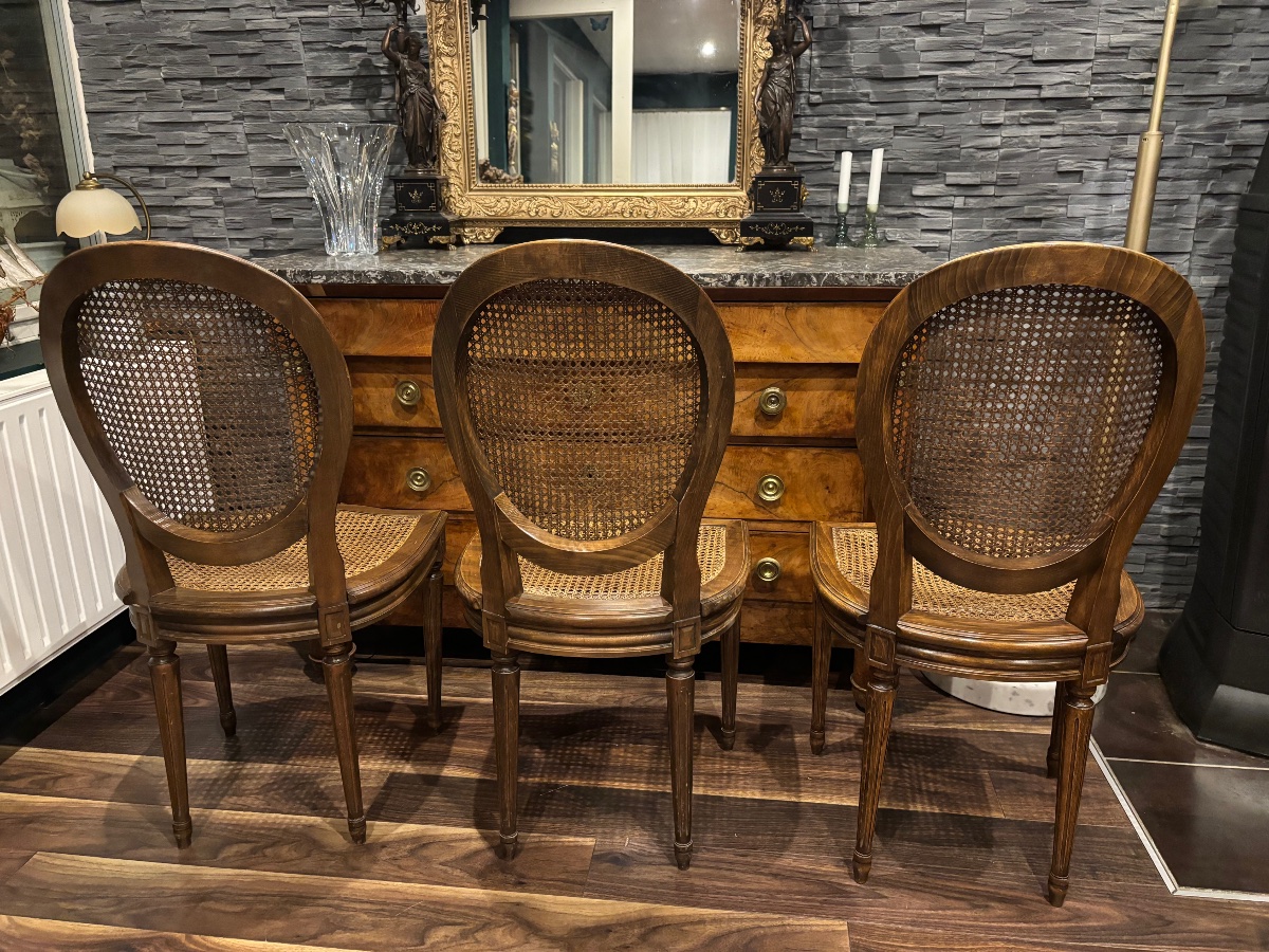 Set Of 6 Louis XVI-style Medallion Chairs With Cane Seats, Made Of Beech Wood—circa 1920–1930-photo-6