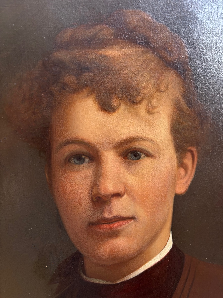 PORTRAIT DE JEUNE FEMME – HUILE SUR TOILE – SIGNÉ C. KLEIN – 1887-photo-3