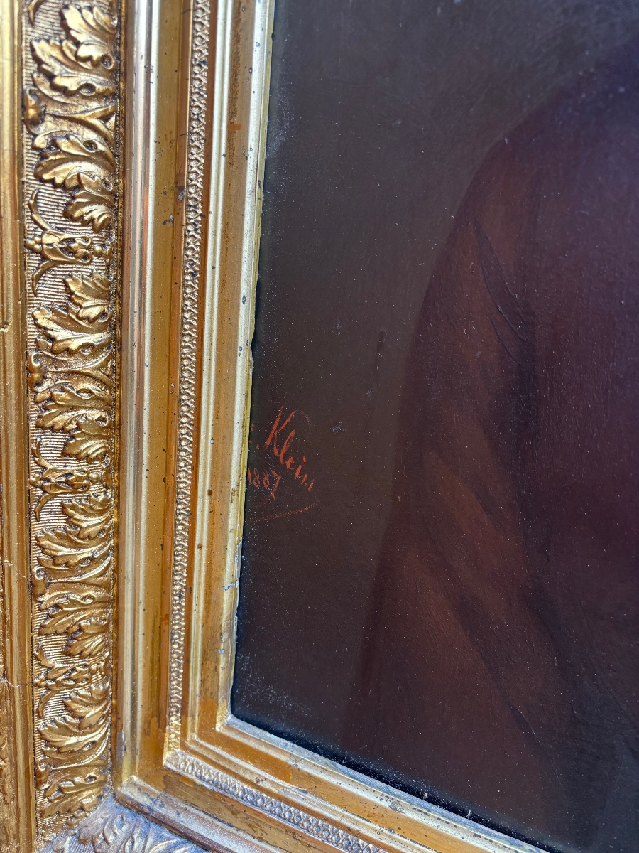 PORTRAIT DE JEUNE FEMME – HUILE SUR TOILE – SIGNÉ C. KLEIN – 1887-photo-2