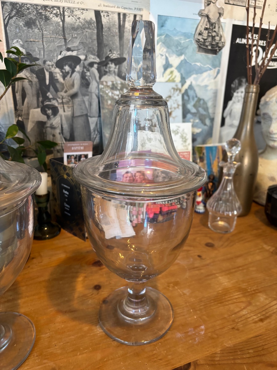 Suite de trois potences d'apothicaire en verre soufflé — Fin XIXᵉ siècle-photo-3