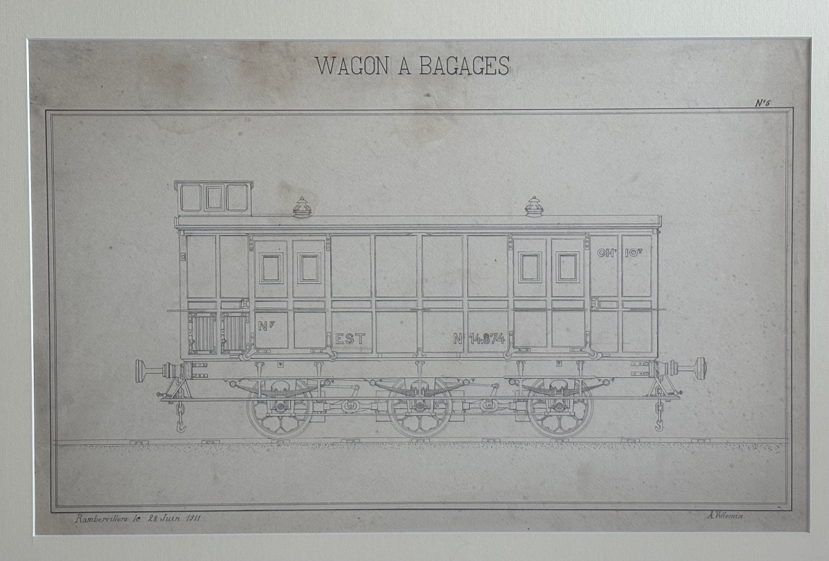 Plan technique industriel original — Wagon à bagages Compagnie de l'Est (1911) Rambervillers-photo-2