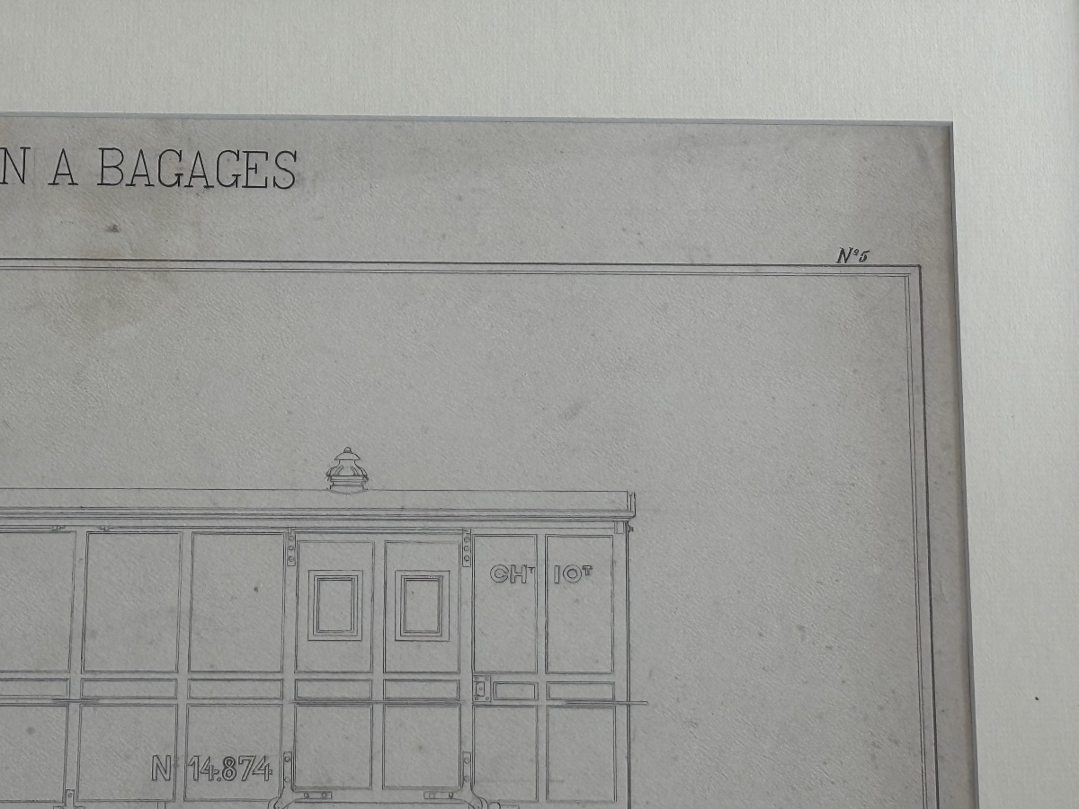 Plan technique industriel original — Wagon à bagages Compagnie de l'Est (1911) Rambervillers-photo-1