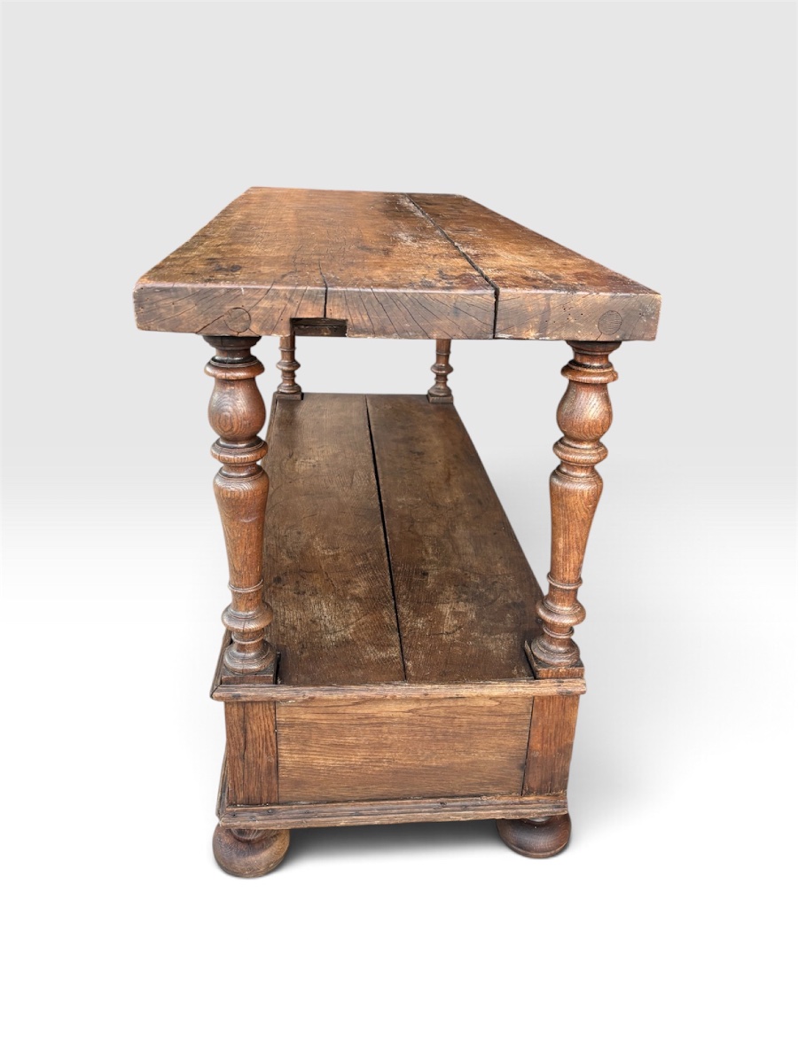 Antique Solid Oak Workbench – Mid-19th Century-photo-1