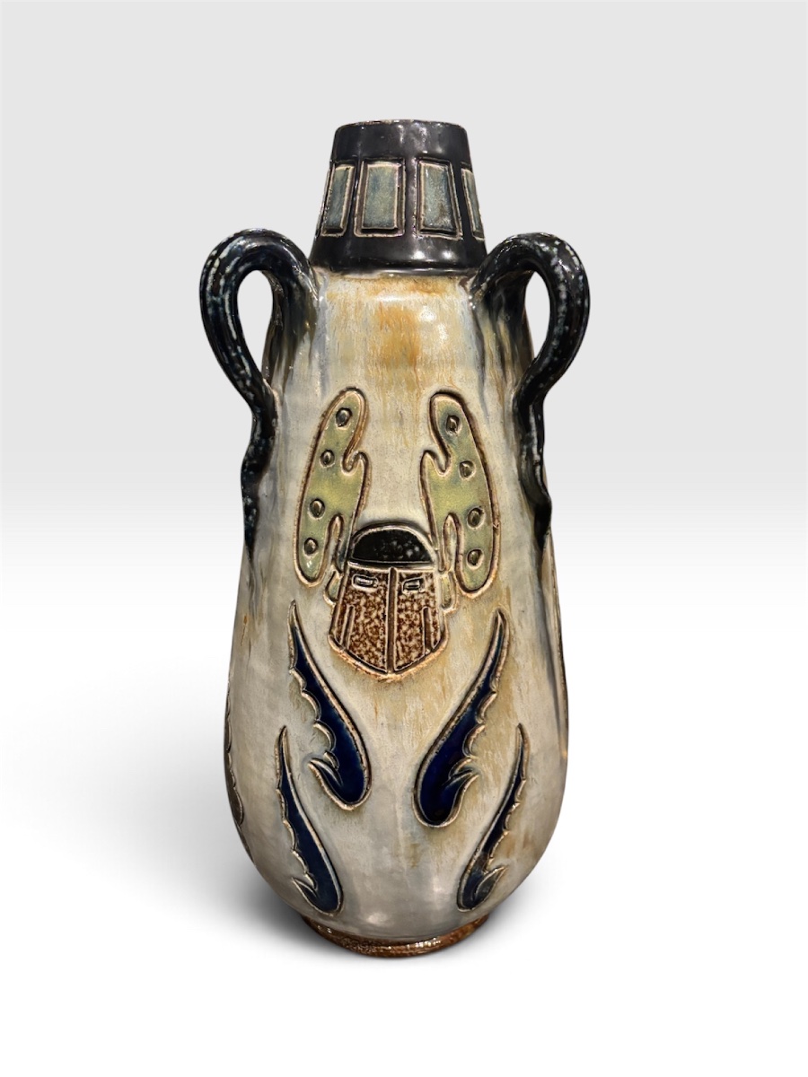 Large Glazed Stoneware Vase - Roger Guérin (belgium)-photo-3