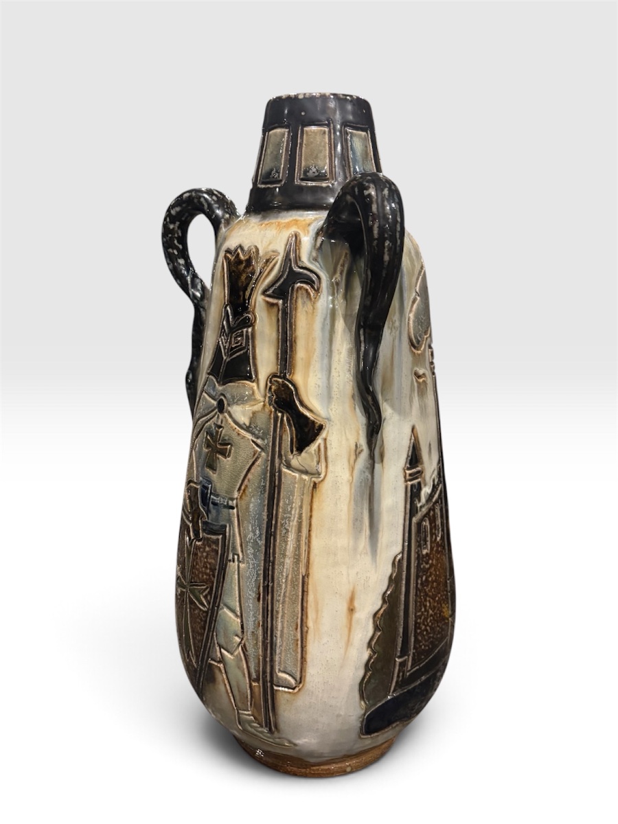 Large Glazed Stoneware Vase - Roger Guérin (belgium)-photo-2