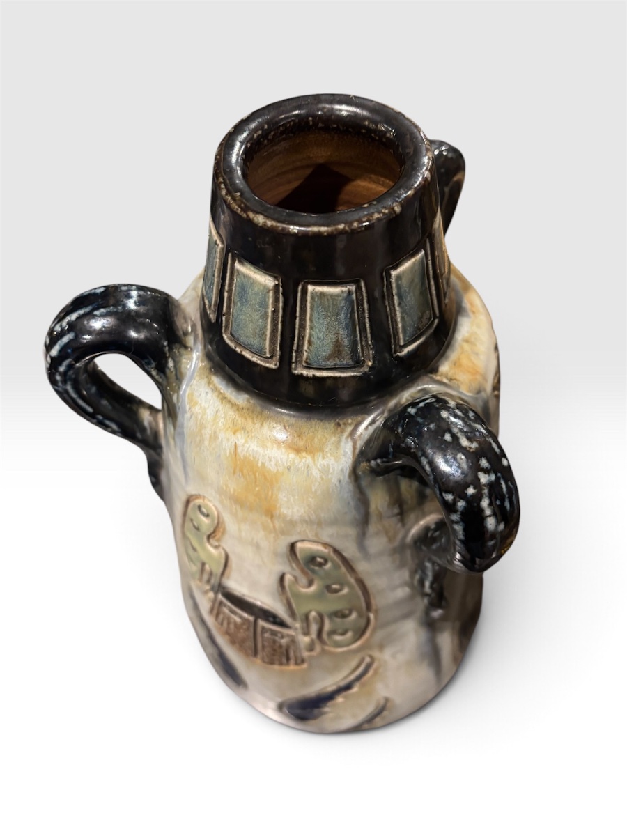 Large Glazed Stoneware Vase - Roger Guérin (belgium)-photo-3