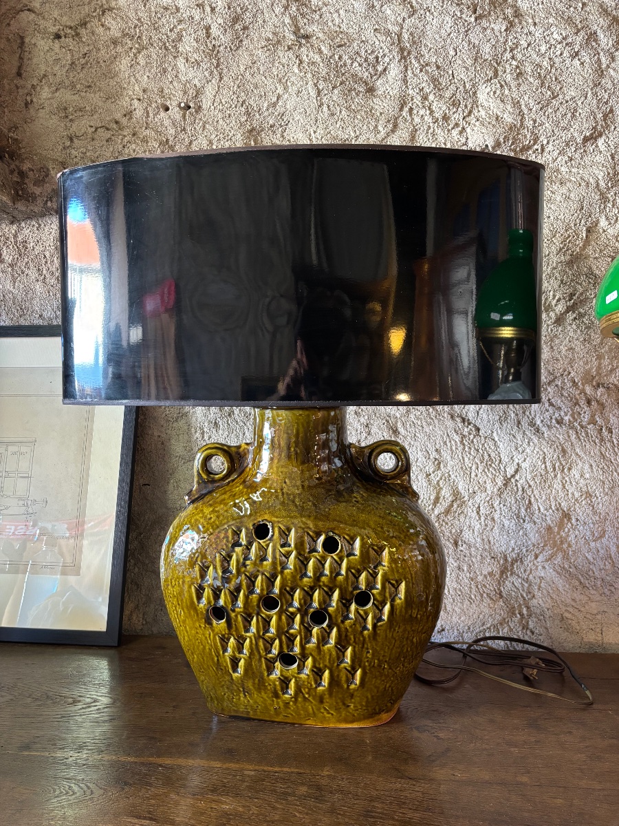 Grande Lampe de Table Céramique Fat Lava (Années 1960-1970)-photo-6