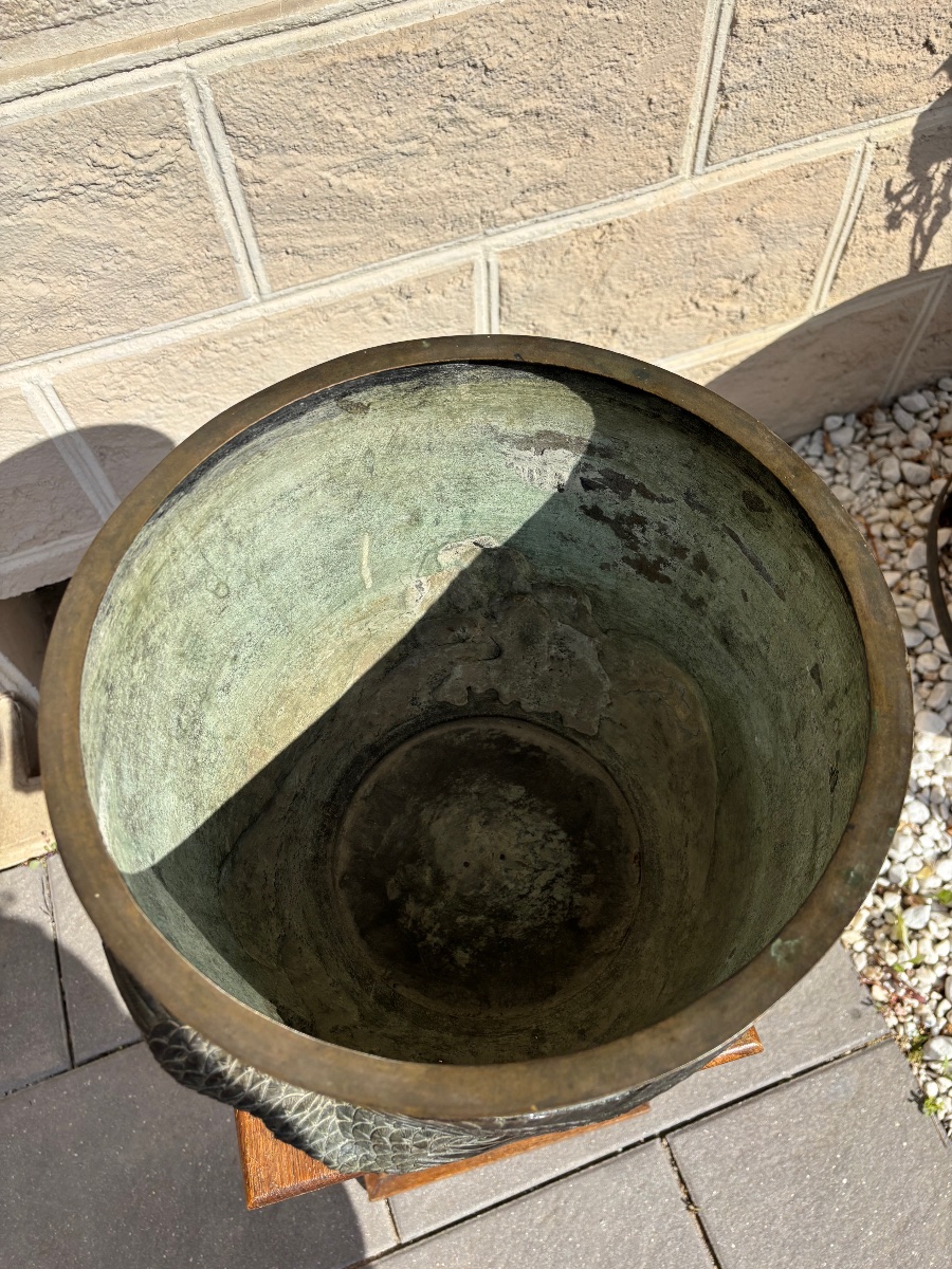 Large Bronze Planter / Japanese Hibachi – Murakami Hiko – Meiji-photo-6