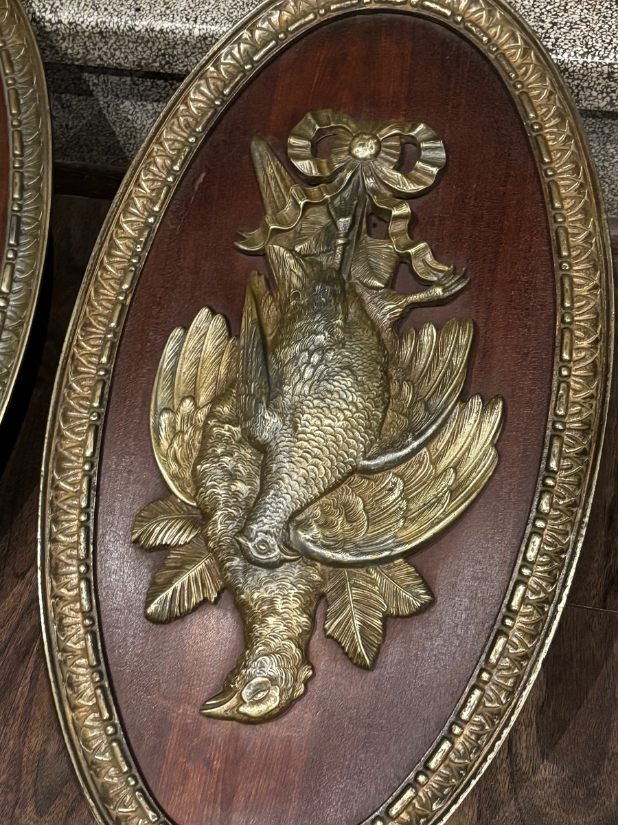 Pair Of Bronze Hunting Medallions, Louis XVI Style - Hunting-photo-4