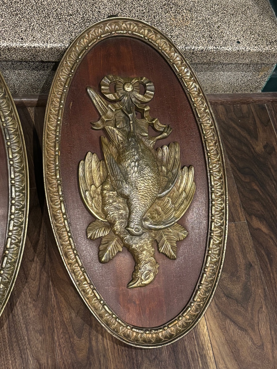 Pair Of Bronze Hunting Medallions, Louis XVI Style - Hunting-photo-6