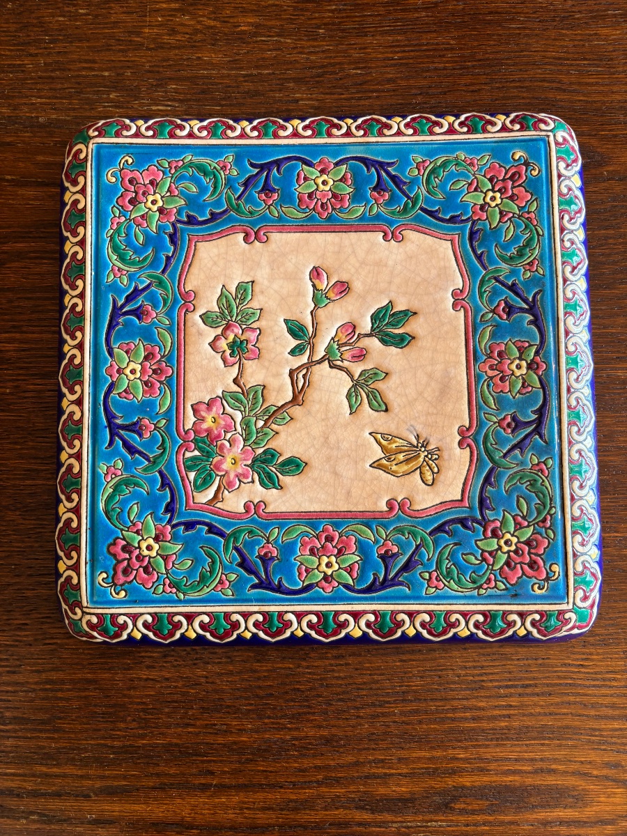 Dessous-de-plat en émaux cloisonnés de Longwy, décor 3936-photo-3