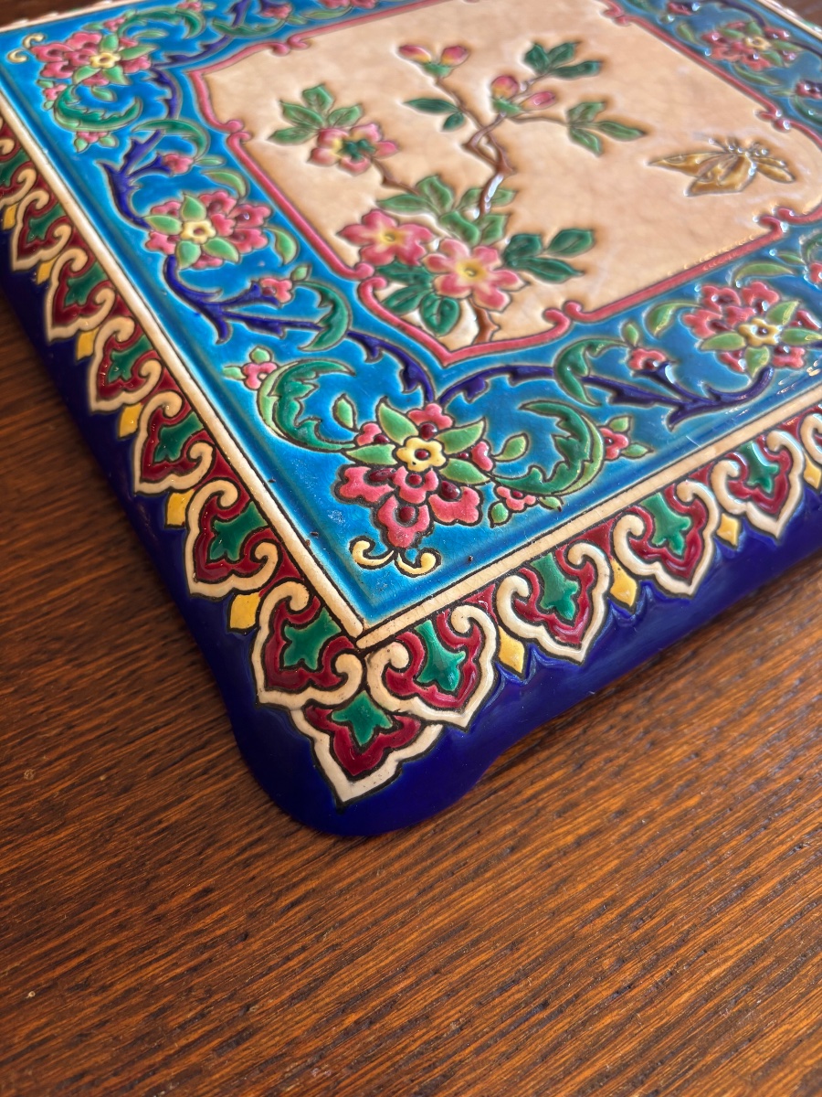 Dessous-de-plat en émaux cloisonnés de Longwy, décor 3936-photo-1