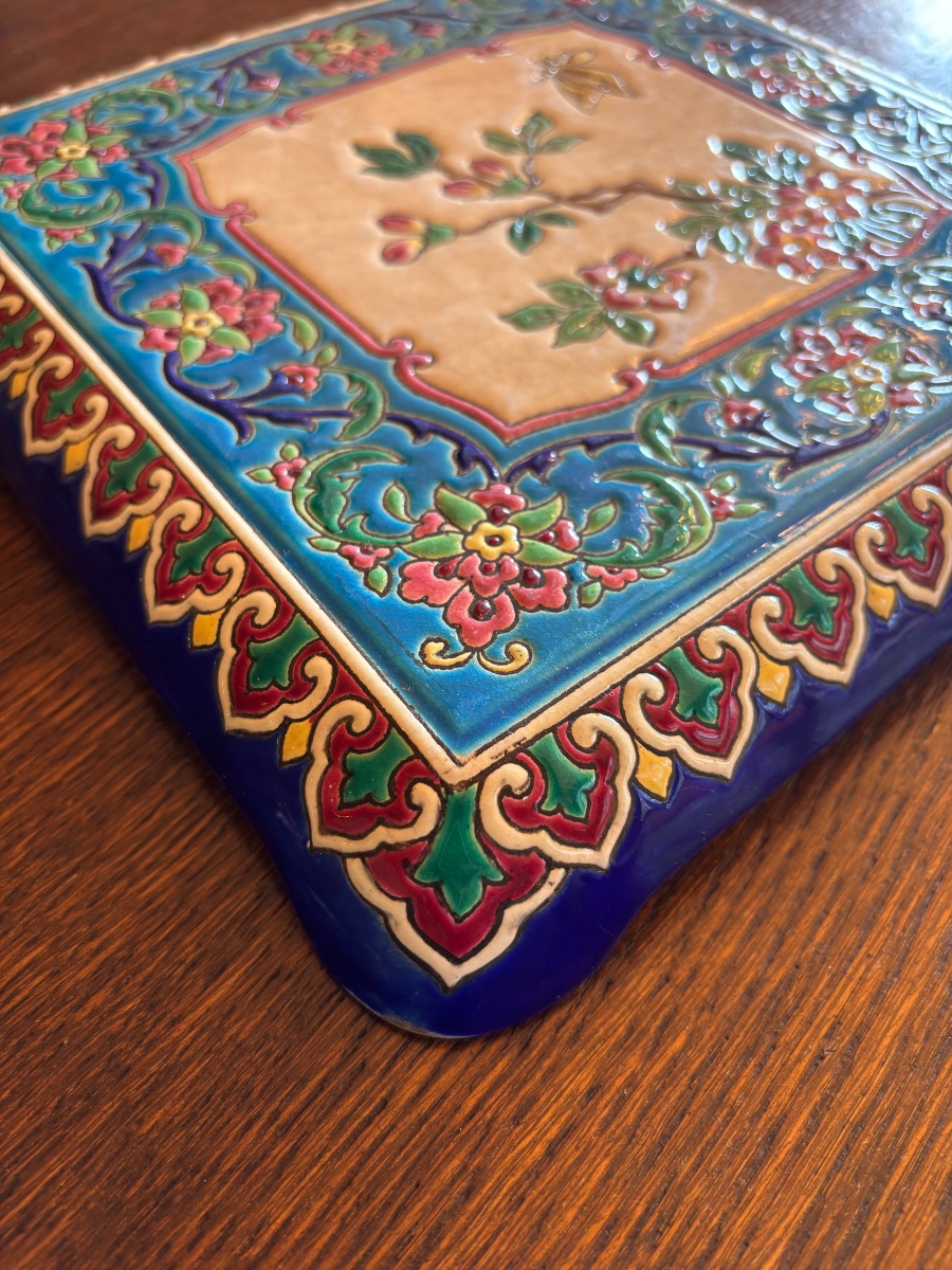 Dessous-de-plat en émaux cloisonnés de Longwy, décor 3936-photo-2