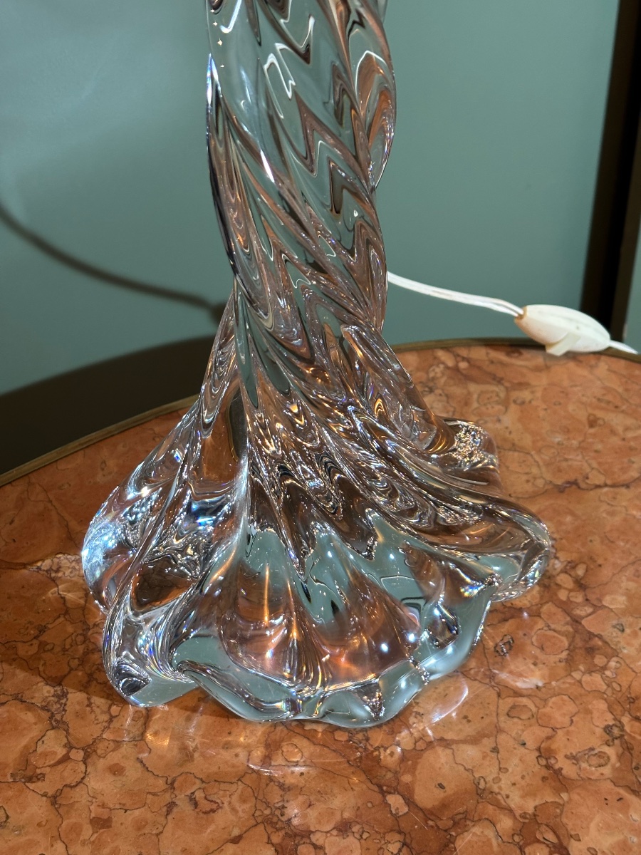 Baccarat Crystal Lamp Base With A Twisted Design, 20th Century-photo-3