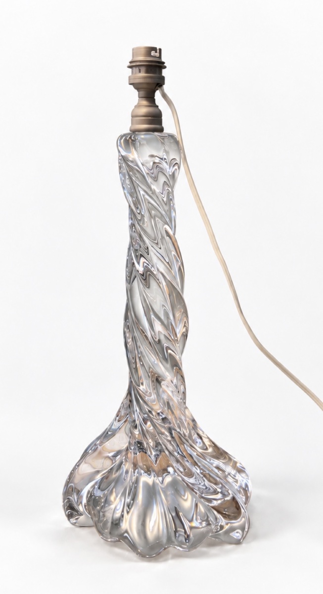 Baccarat Crystal Lamp Base With A Twisted Design, 20th Century