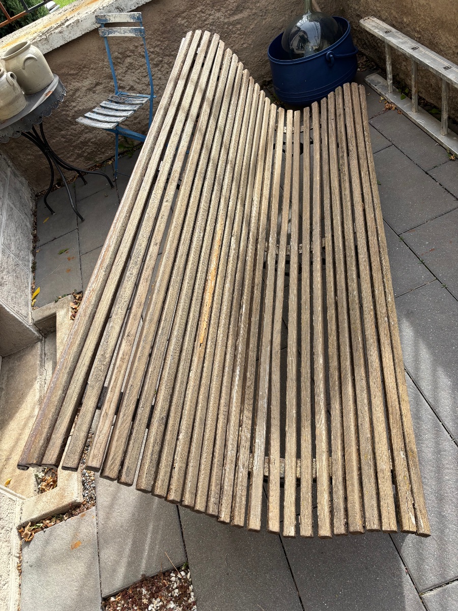 Banc De Jardin Ancien En Bois Et Fonte À Décor De Branches-photo-4