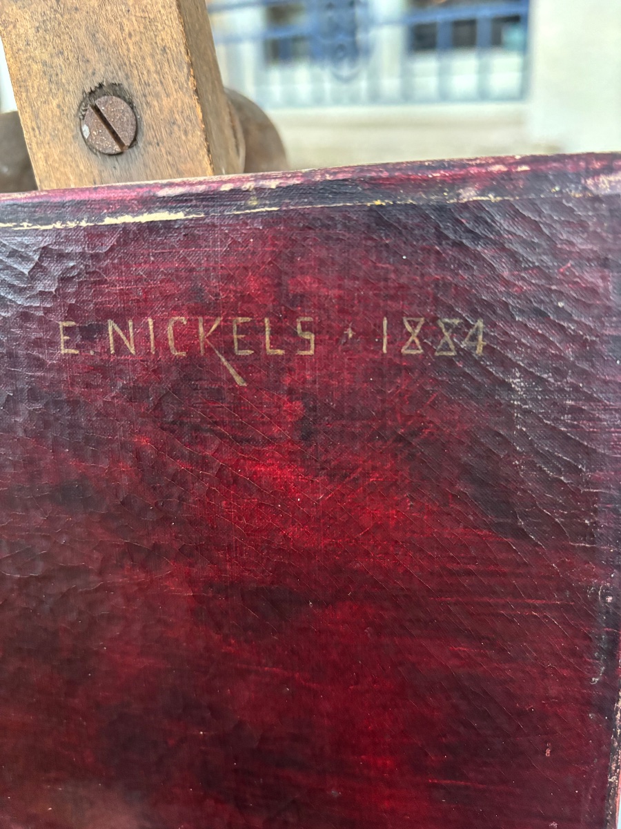 Paire de portraits à l’huile signés Émile Nickels, 1884-photo-4