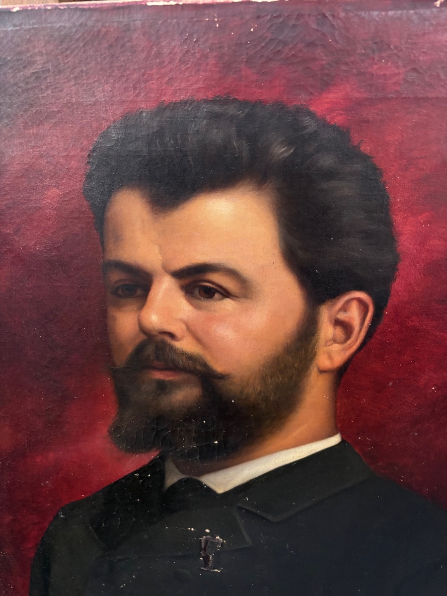 Paire de portraits à l’huile signés Émile Nickels, 1884-photo-2