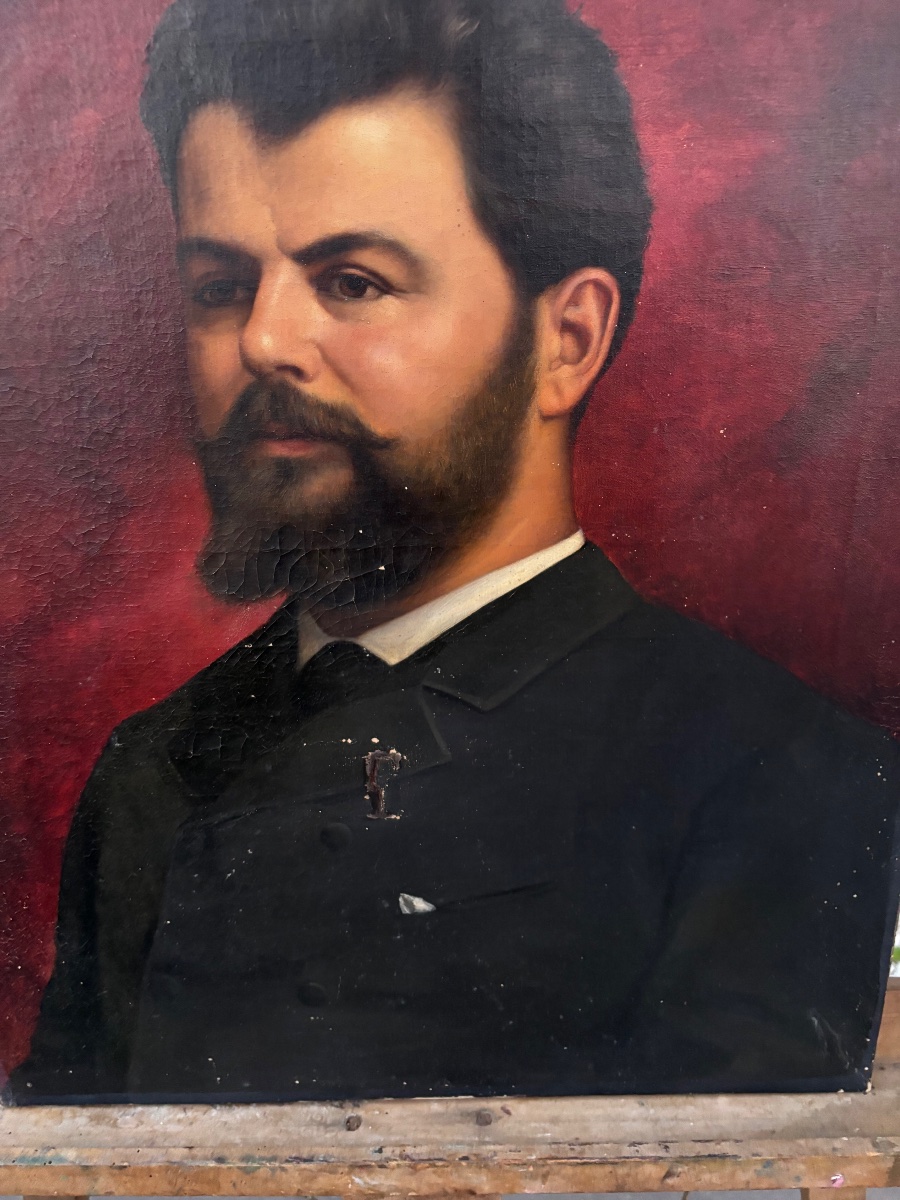 Paire de portraits à l’huile signés Émile Nickels, 1884-photo-5