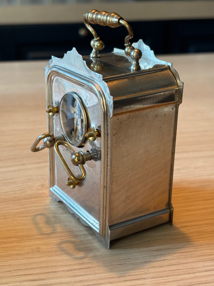 **travel Clock / Brass Officer's Clock – Late 19th Century**-photo-3