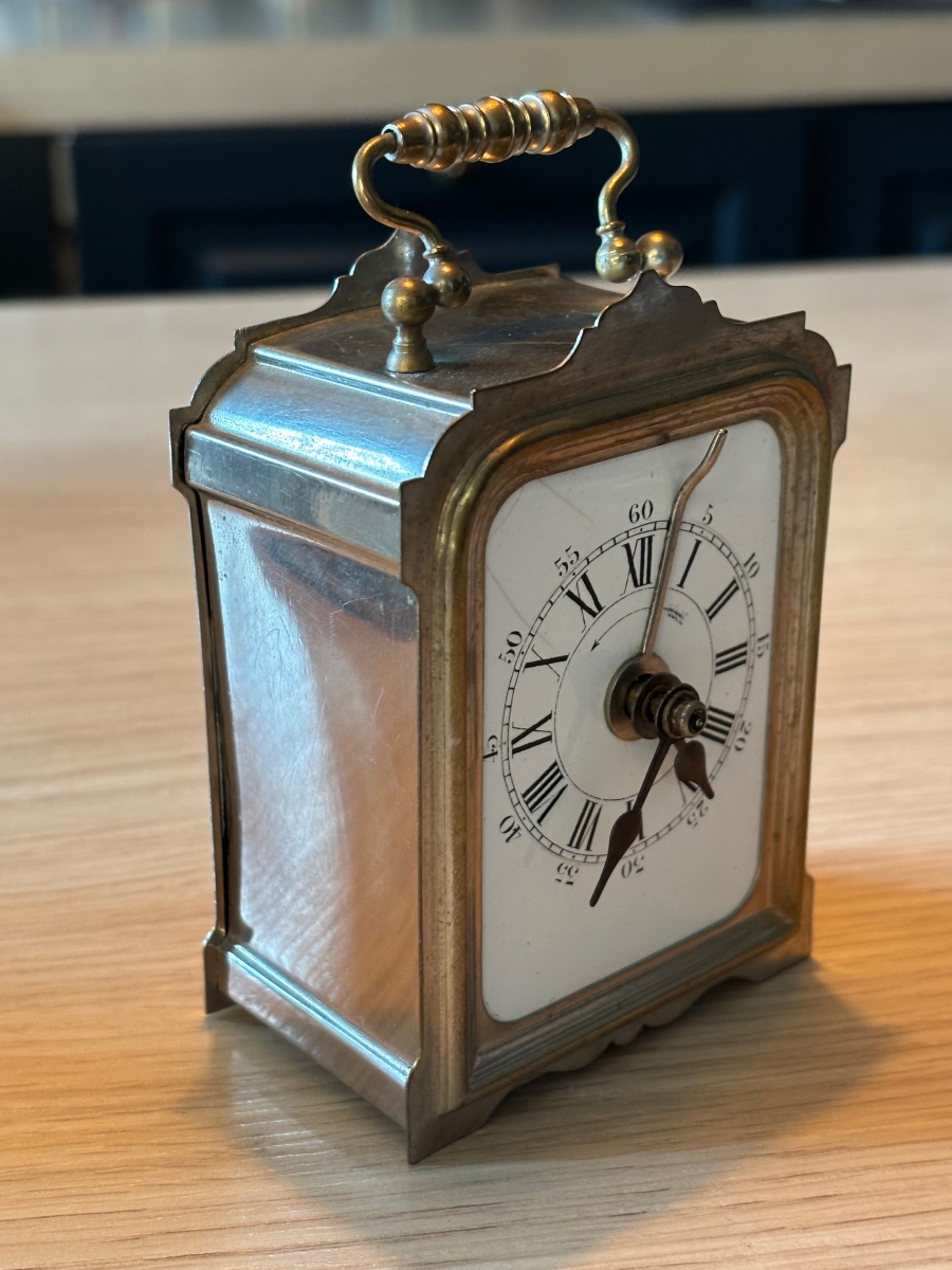 **travel Clock / Brass Officer's Clock – Late 19th Century**-photo-4