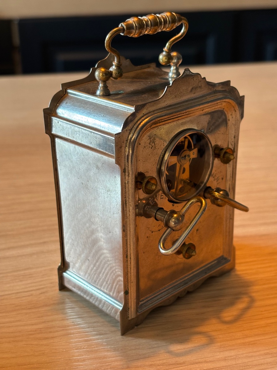 **travel Clock / Brass Officer's Clock – Late 19th Century**-photo-5