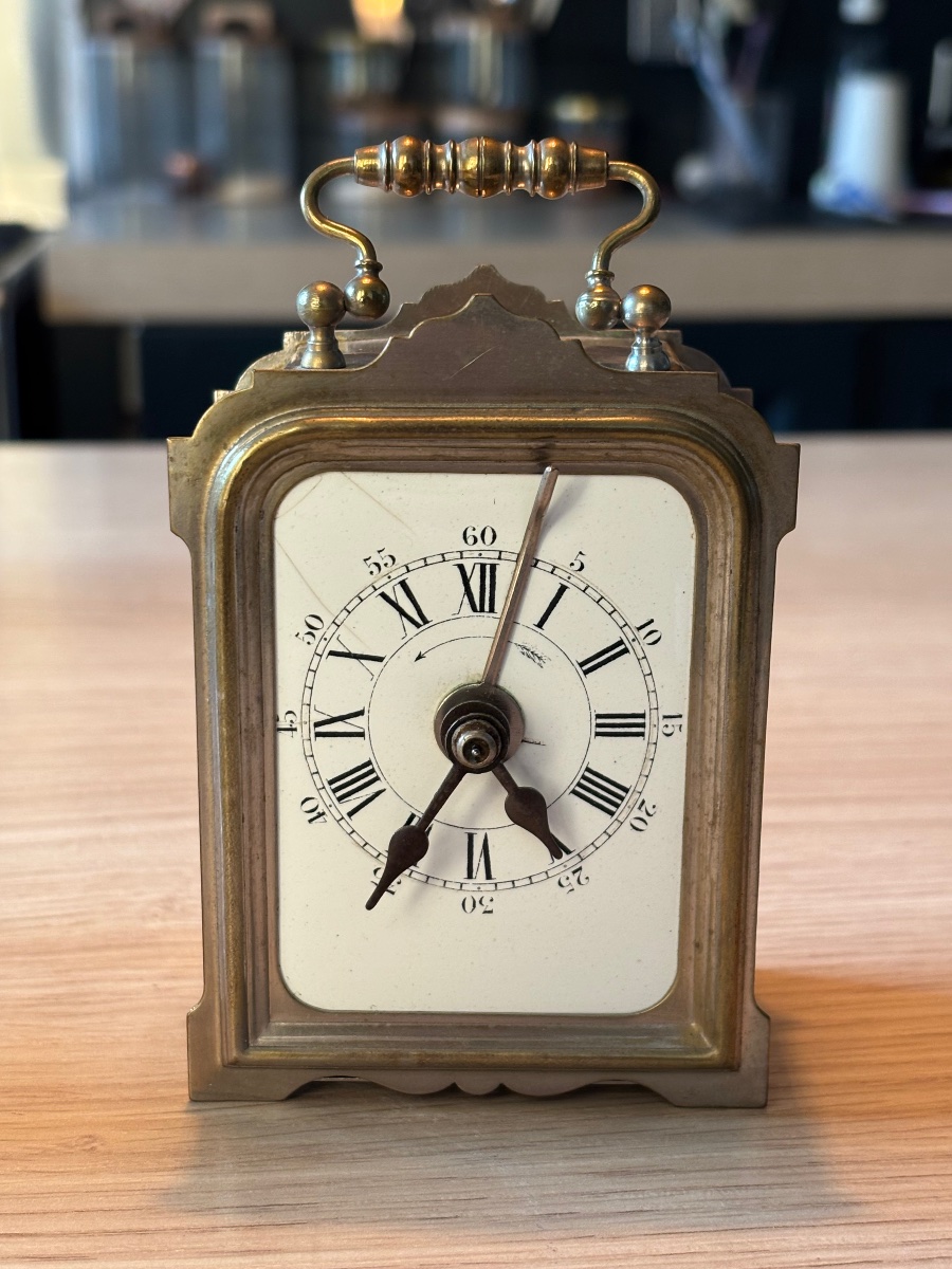 **travel Clock / Brass Officer's Clock – Late 19th Century**-photo-7