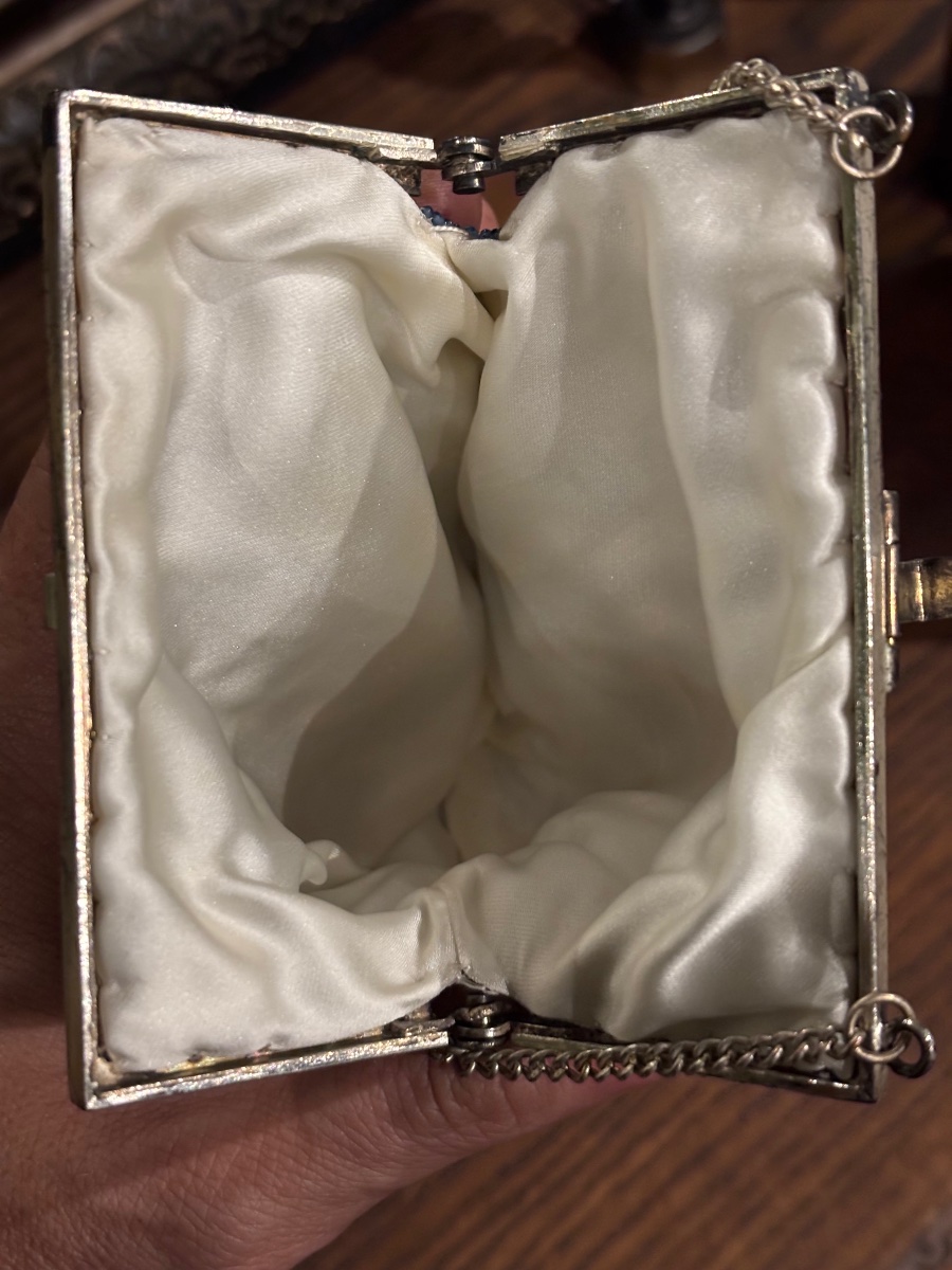 Antique Beaded Purse With Floral Decoration, Circa 1920-photo-2