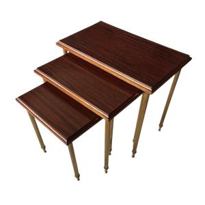 Ensemble de trois tables gigognes signées Prodhon – Paris, vers 1950