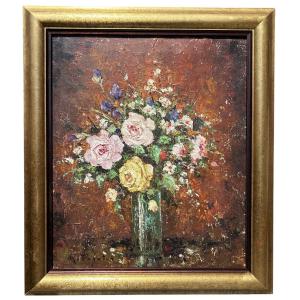 Claude Roger Puget (1911–2002) – Bouquet de fleurs au couteau – École française du XXe siècle