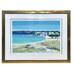 Tableau signé Kerfily – Baie Méditerranéenne, Sérigraphie Epreuve d’artiste 