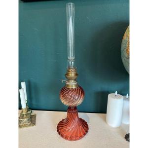 Baccarat Twisted Red Crystal Lamp - Early 20th Century - Signed