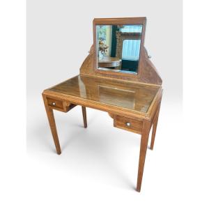 Coiffeuse Art Déco en chêne et noyer – Provenance Hôtel Excelsior (Nancy), c. 1920-1930
