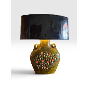 Grande Lampe de Table Céramique Fat Lava (Années 1960-1970)