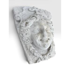 Architectural Stone-carved Mascaron – Female Head
