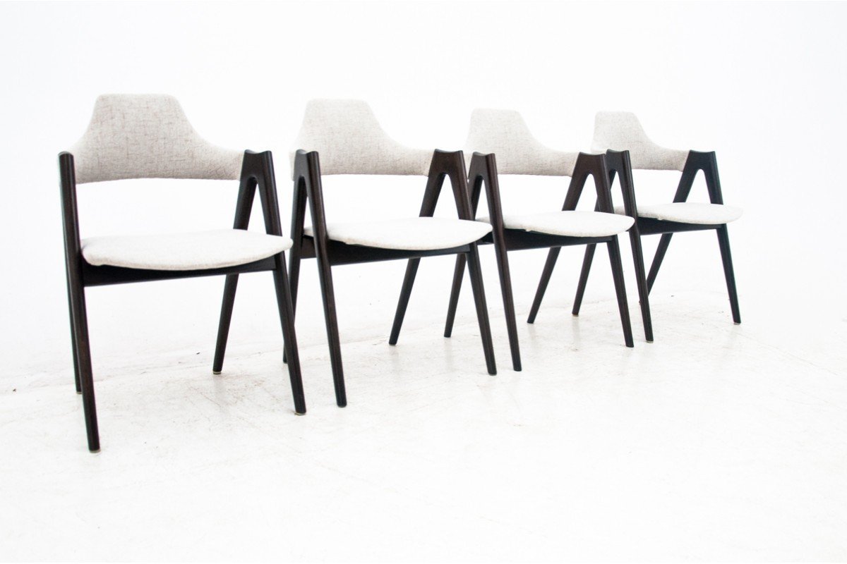 Quatre Chaises De Salle à Manger Compass, Conçues Par Kai Kristiansen, Danemark, 1960-photo-1