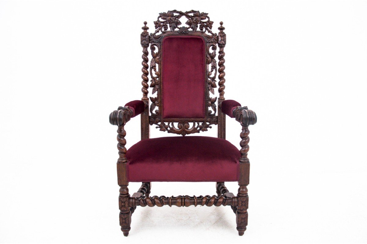 Fauteuil Ancien - Trône, France, Vers 1890. Après Rénovation.