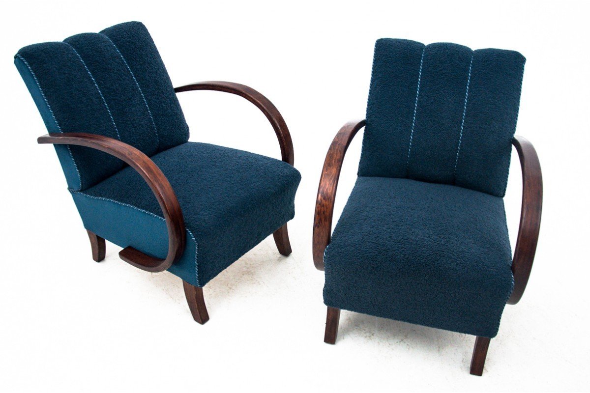 Deux Fauteuils H-227 Des Années 1930, Dessinés Par J. Halabala, Style Art Déco, Tchécoslovaquie