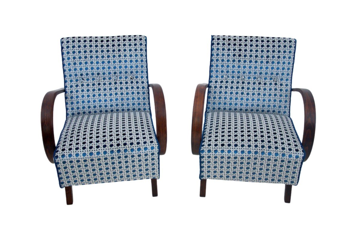 Pair Of Art Deco Armchairs From The 1930s. Armchairs Designed By J. Halabala.-photo-2