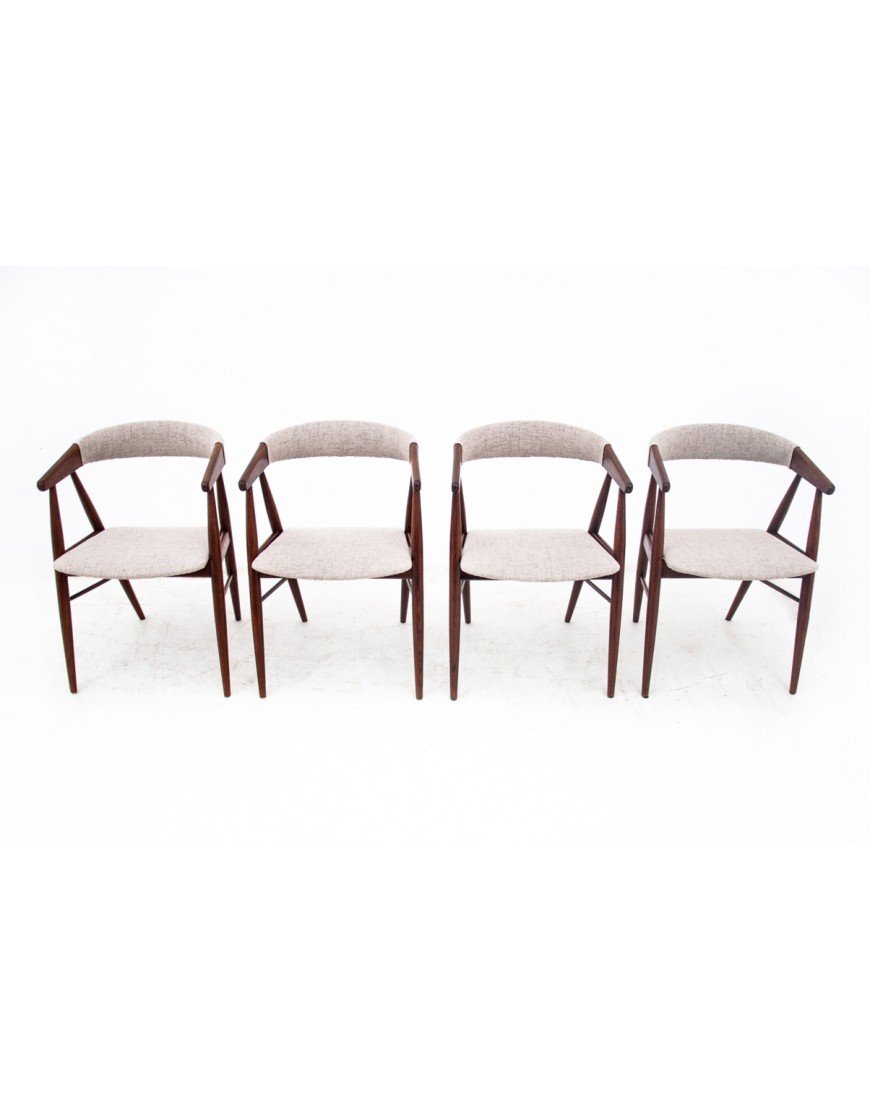 Four Teak Chairs By Ejner Larsen & Aksel Bender Madsen, Denmark, 1960s, After Res-photo-2