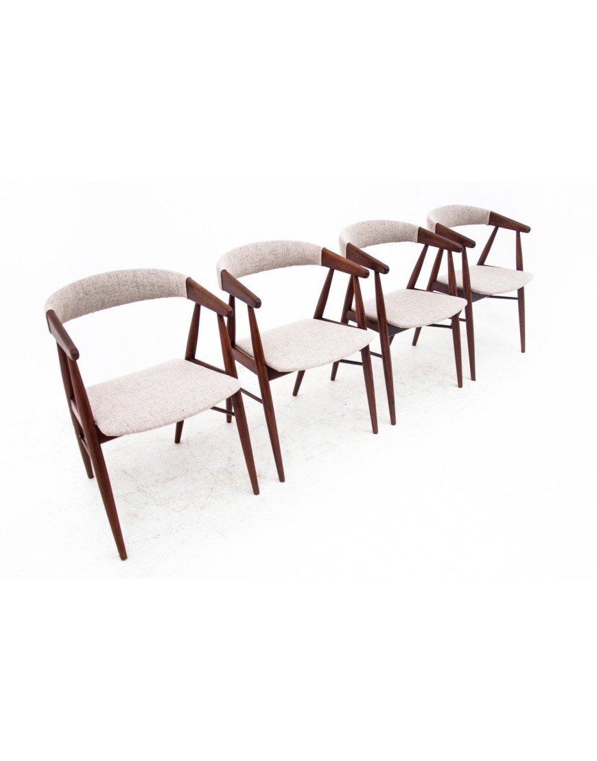 Four Teak Chairs By Ejner Larsen & Aksel Bender Madsen, Denmark, 1960s, After Res-photo-3