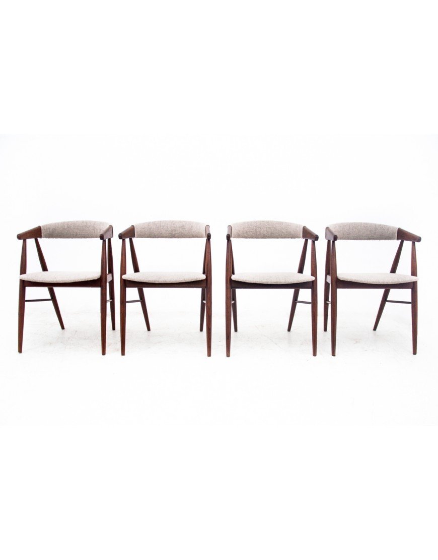 Four Teak Chairs By Ejner Larsen & Aksel Bender Madsen, Denmark, 1960s, After Res