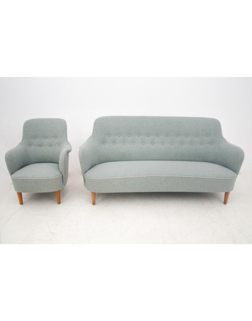 A Set - A Sofa With An Armchair, Designed By Carl Malmsten, Sweden, 1950s.