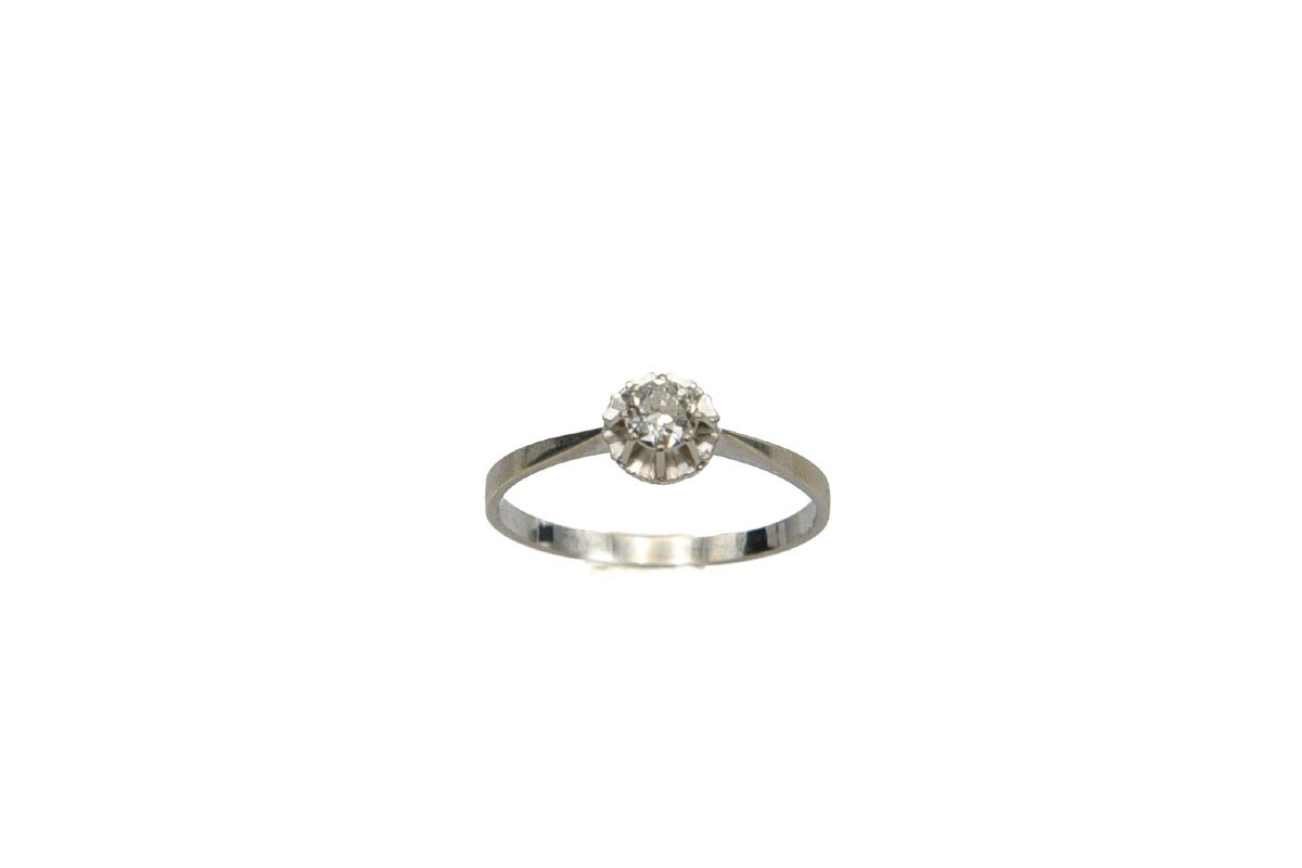 Old French Ring In White Gold With A 0.40 Ct Diamond-photo-2